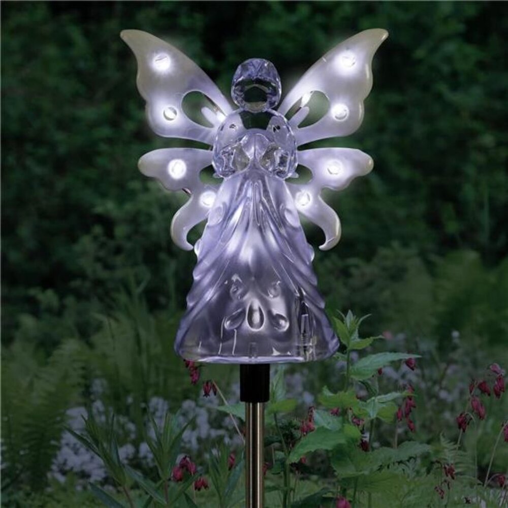 Garden Solar Lights, Decorative Angel Garden Stake, 12 LEDs, Cute Yard & Pathway